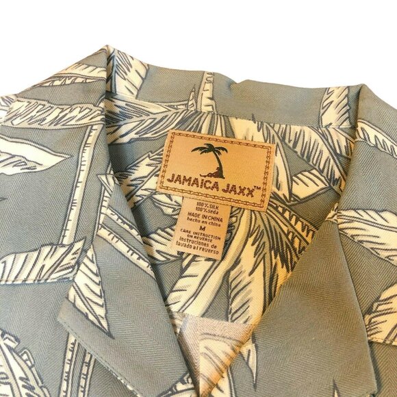 Jamaica Jaxx Men's 100% Silk Button Down SS Shirt, Size M - Picture 3 of 6